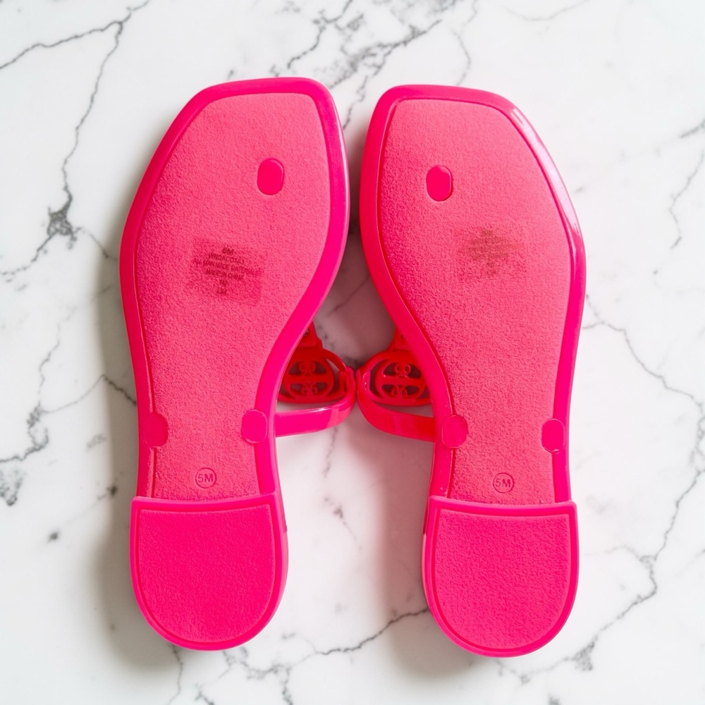 Nine West Hot Pink Jelly Thong Sandals Women’s Size 5 NEW Flip Flops Barbiecore - Picture 5 of 10